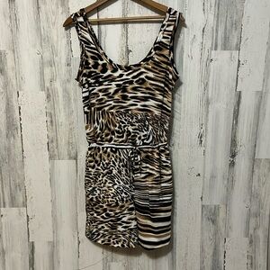 Z5 Tank top romper beach cover up animal print pockets tie waist small sm S